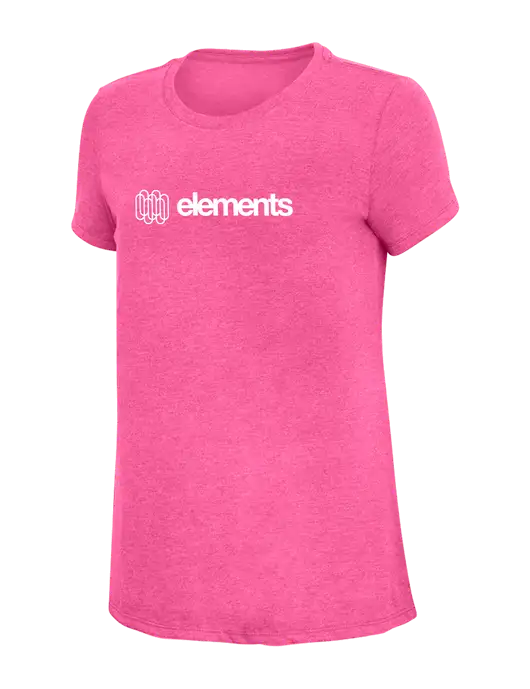 Womens Simply Soft Fuchsia Frost 4.5oz Poly/Combed Ring Spun Cotton T-Shirt w/Elements Logo