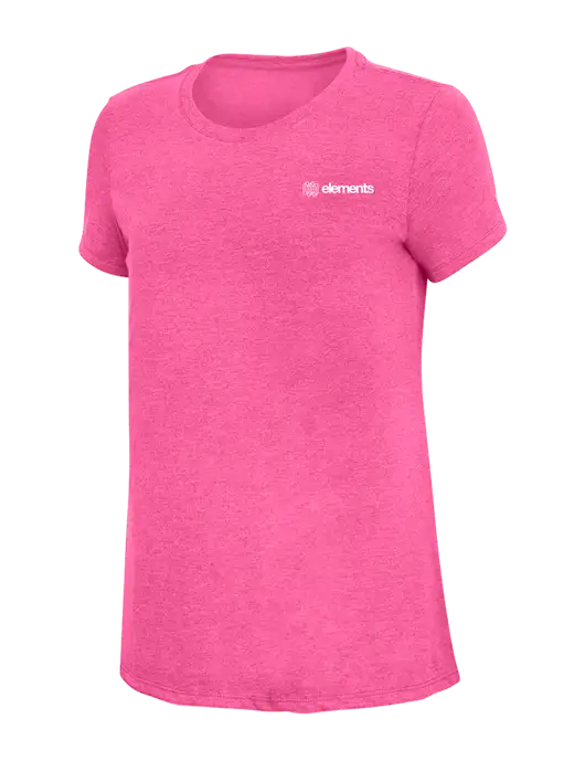 Womens Simply Soft Fuchsia Frost 4.5oz Poly/Combed Ring Spun Cotton T-Shirt w/Elements Logo